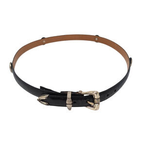 VTG Brighton Sunflower Concho Western Belt Womens Size L Black Leather USA 40703
